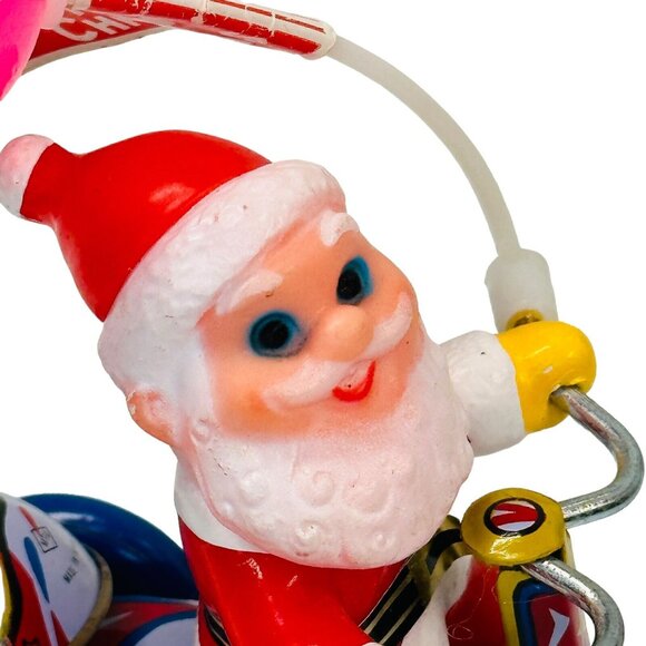 Vintage Christmas Tin Wind-up Santa on Tricycle with a Balloon ~ Works! Korea - Picture 9 of 15